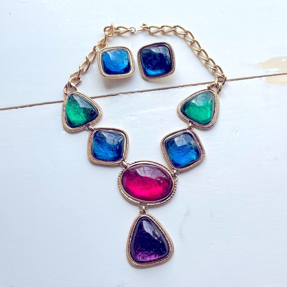 Rare Vintage 1993 Caprianti Jeweltone Kenneth Jay Lane for Avon Parure - Picture 1 of 14